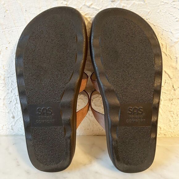 SAS Brown Leather Sandals Women’s Size 6.5 Tripad Comfort Cushion Made in USA - Picture 7 of 8